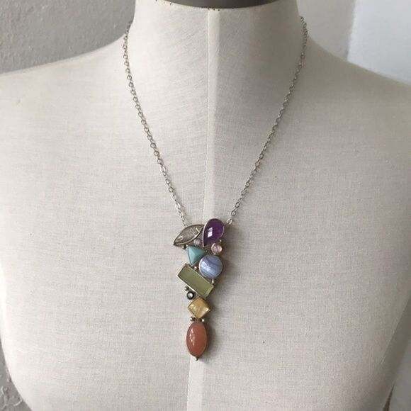 925 silver real amethyst  real stones necklace​ - Picture 2 of 8